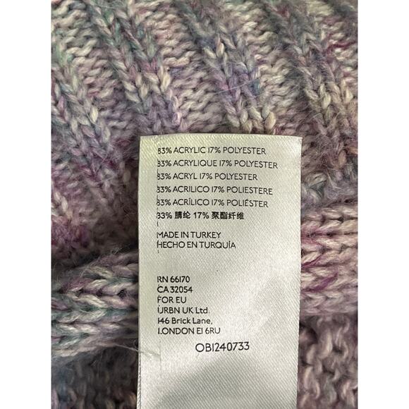 Maeve Anthropologie Multicolor Cable Knit Sweater Large Pastel Purple Pink - Picture 5 of 10